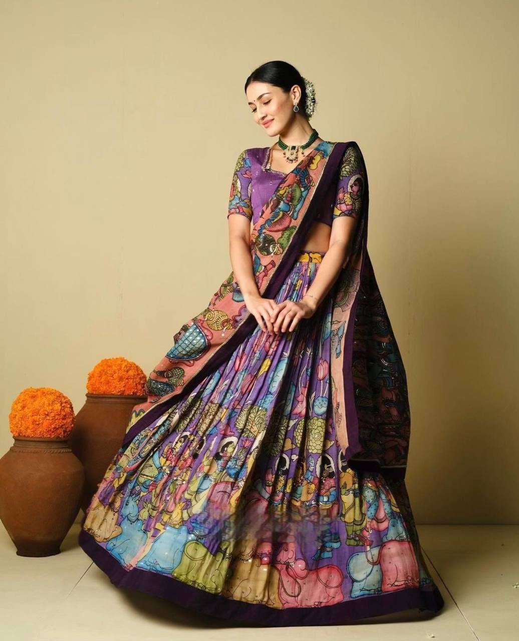 Introducing the festive special Kalamkari Lehenga Choli from Shivtraa Brand Creation!