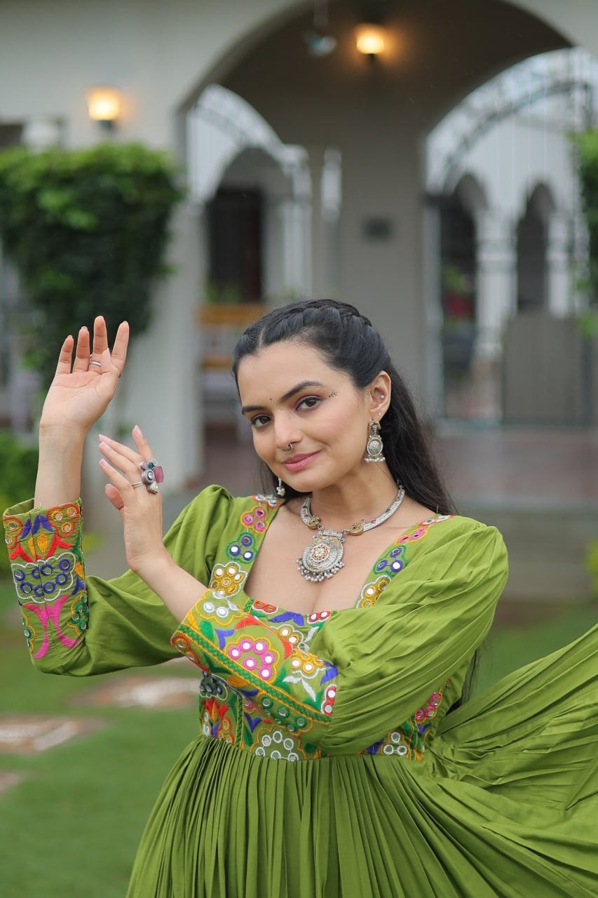 NAVRATRI DESIGNER PARROT GOWN COLLECTIONS FOR 2025 CELEBRATING GUJJUS GARBA