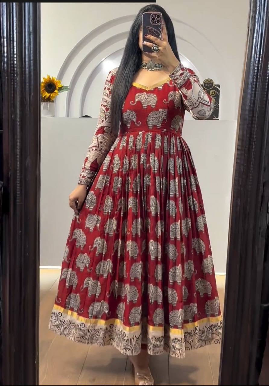 Shivtraa Brand is launching a Maroon Kalamkari Gown with a matching Jacket