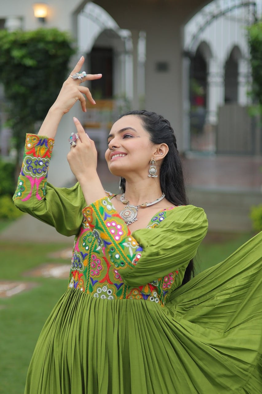 NAVRATRI DESIGNER PARROT GOWN COLLECTIONS FOR 2025 CELEBRATING GUJJUS GARBA
