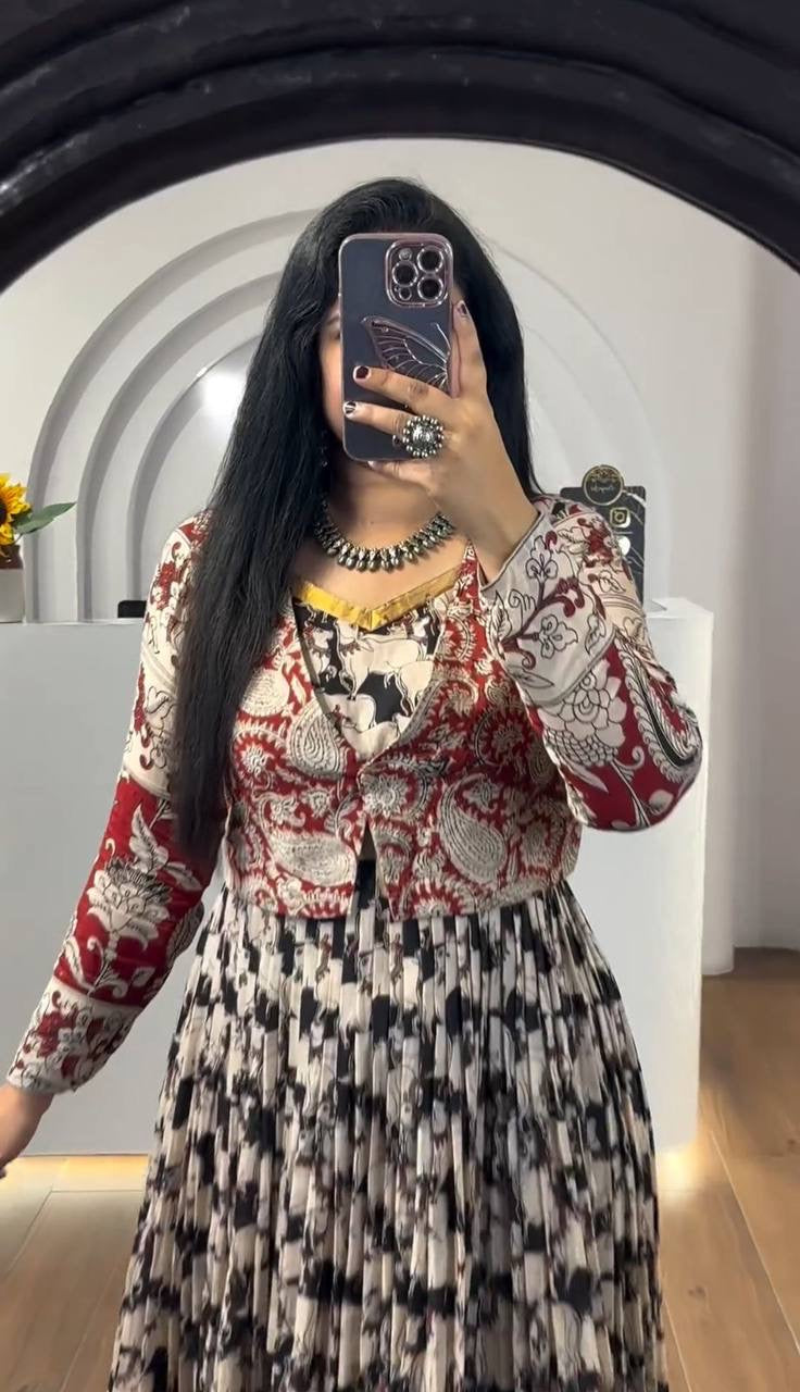 Shivtraa Brand is launching a White CLR Blocker Kalamkari 3-Style Gown set