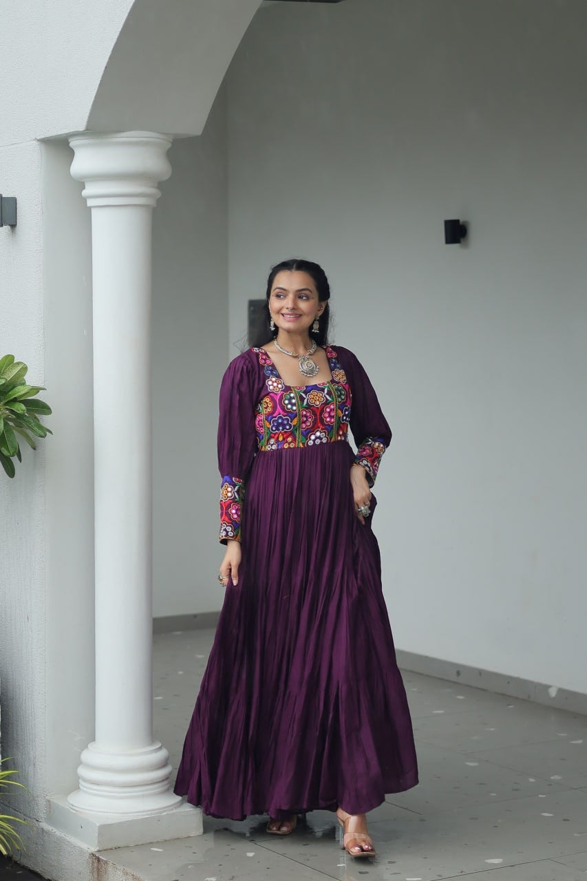 NAVRATRI DESIGNER WINE GOWN COLLECTIONS FOR 2025 CELEBRATING GUJJUS GARBA