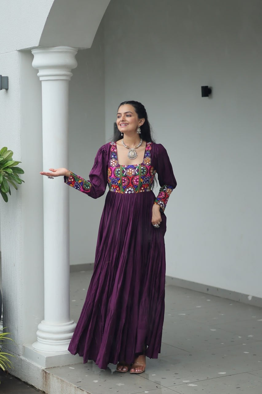 NAVRATRI DESIGNER WINE GOWN COLLECTIONS FOR 2025 CELEBRATING GUJJUS GARBA