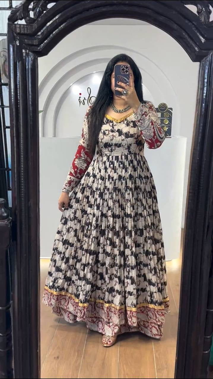 Shivtraa Brand is launching a White CLR Blocker Kalamkari 3-Style Gown set