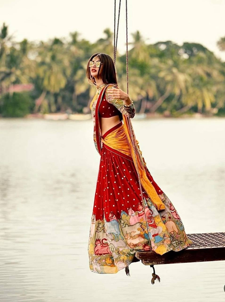 Red Wid Multi Kalamkari Print Lehenga Choli