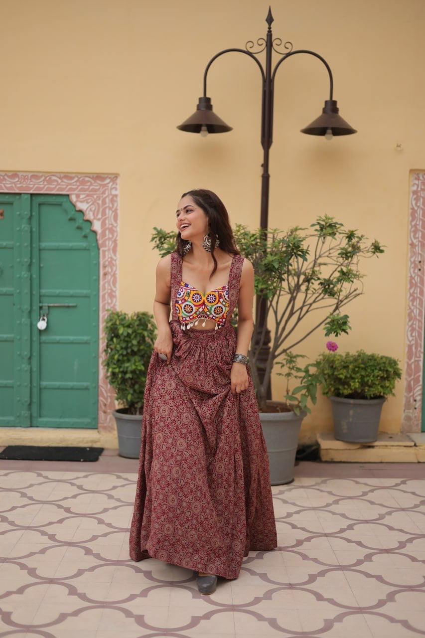 Designer 2024 Kutchi Gamthi lace and Kodi work Navratri Gown