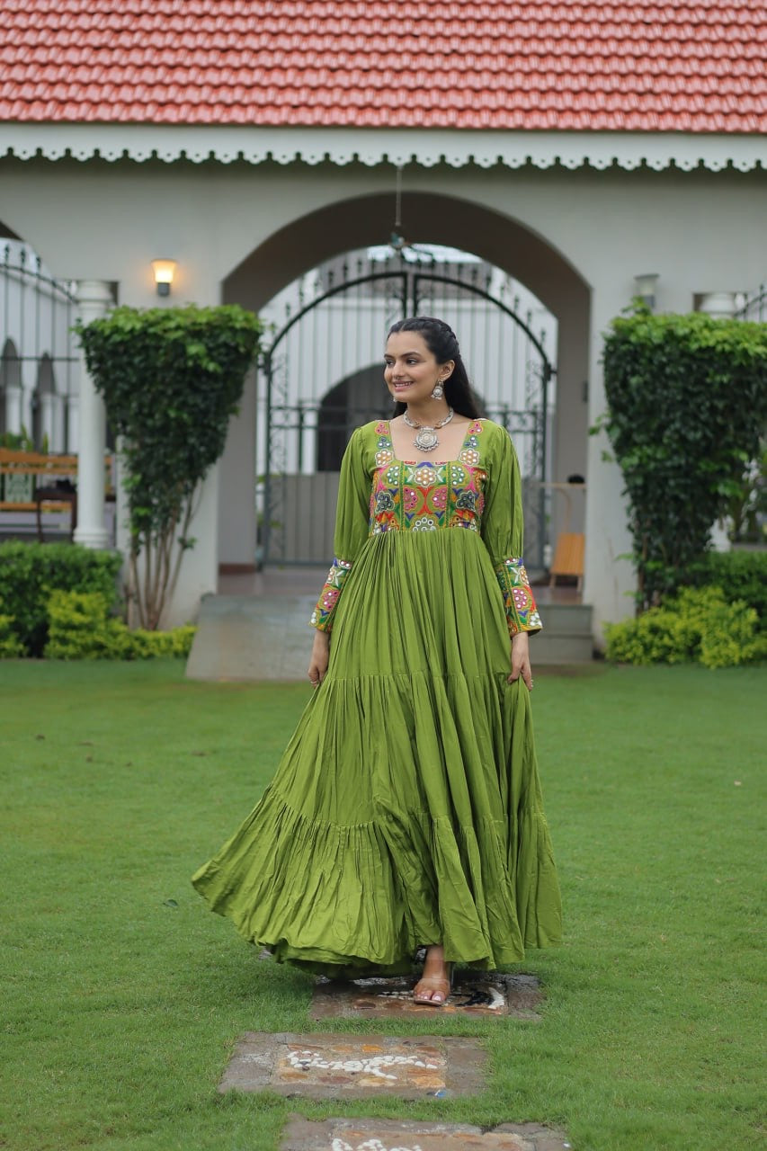 NAVRATRI DESIGNER PARROT GOWN COLLECTIONS FOR 2025 CELEBRATING GUJJUS GARBA