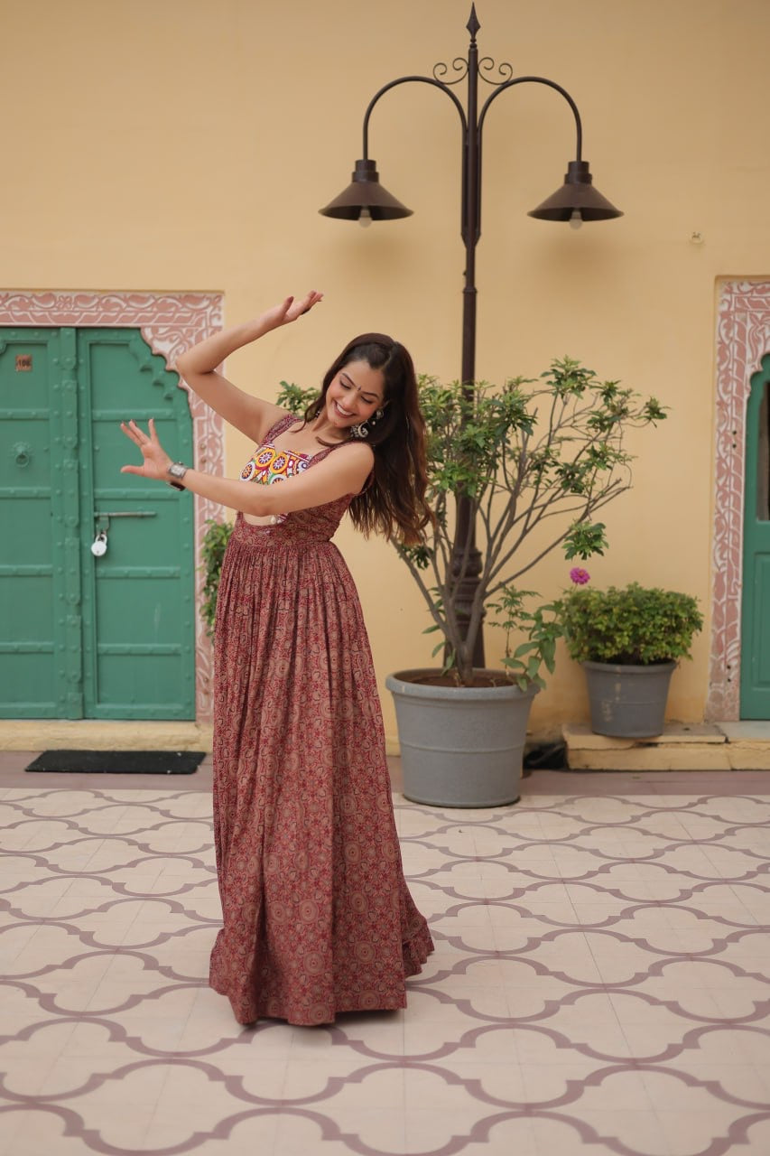Designer 2024 Kutchi Gamthi lace and Kodi work Navratri Gown