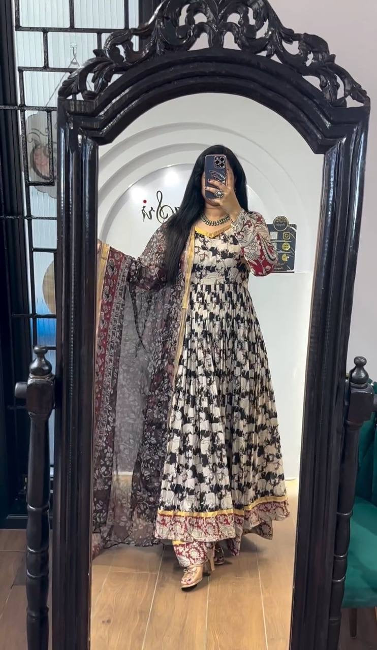 Shivtraa Brand is launching a White CLR Blocker Kalamkari 3-Style Gown set
