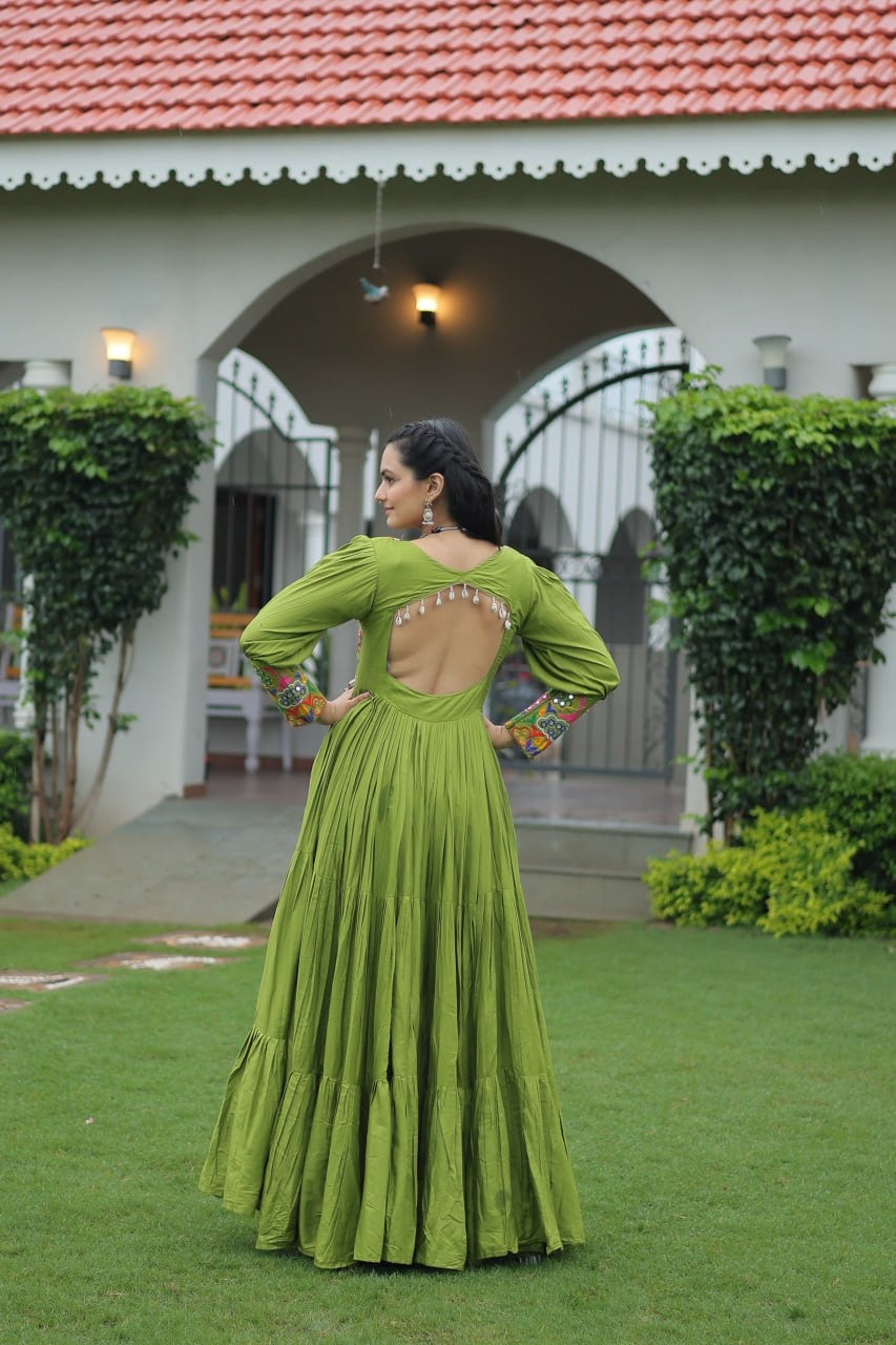 NAVRATRI DESIGNER PARROT GOWN COLLECTIONS FOR 2025 CELEBRATING GUJJUS GARBA