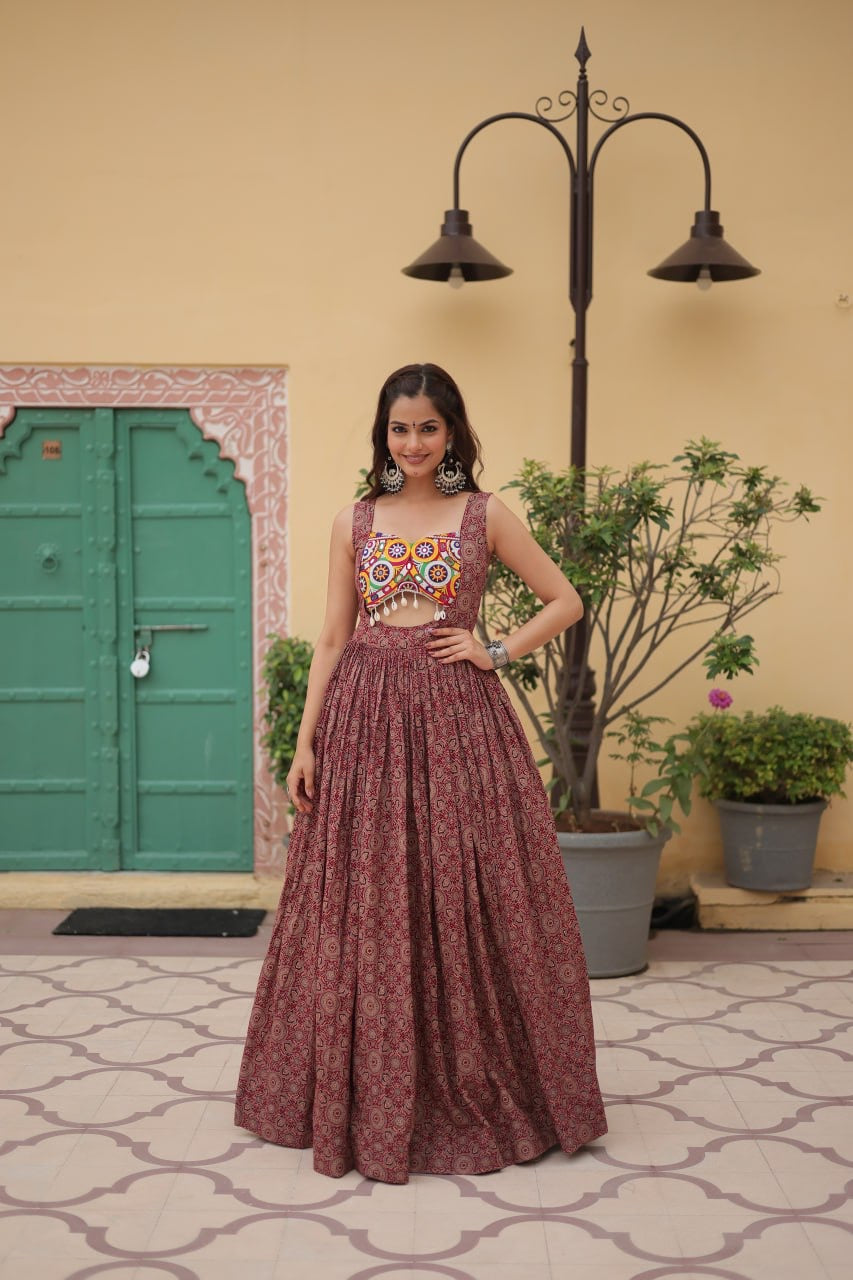 Designer 2024 Kutchi Gamthi lace and Kodi work Navratri Gown