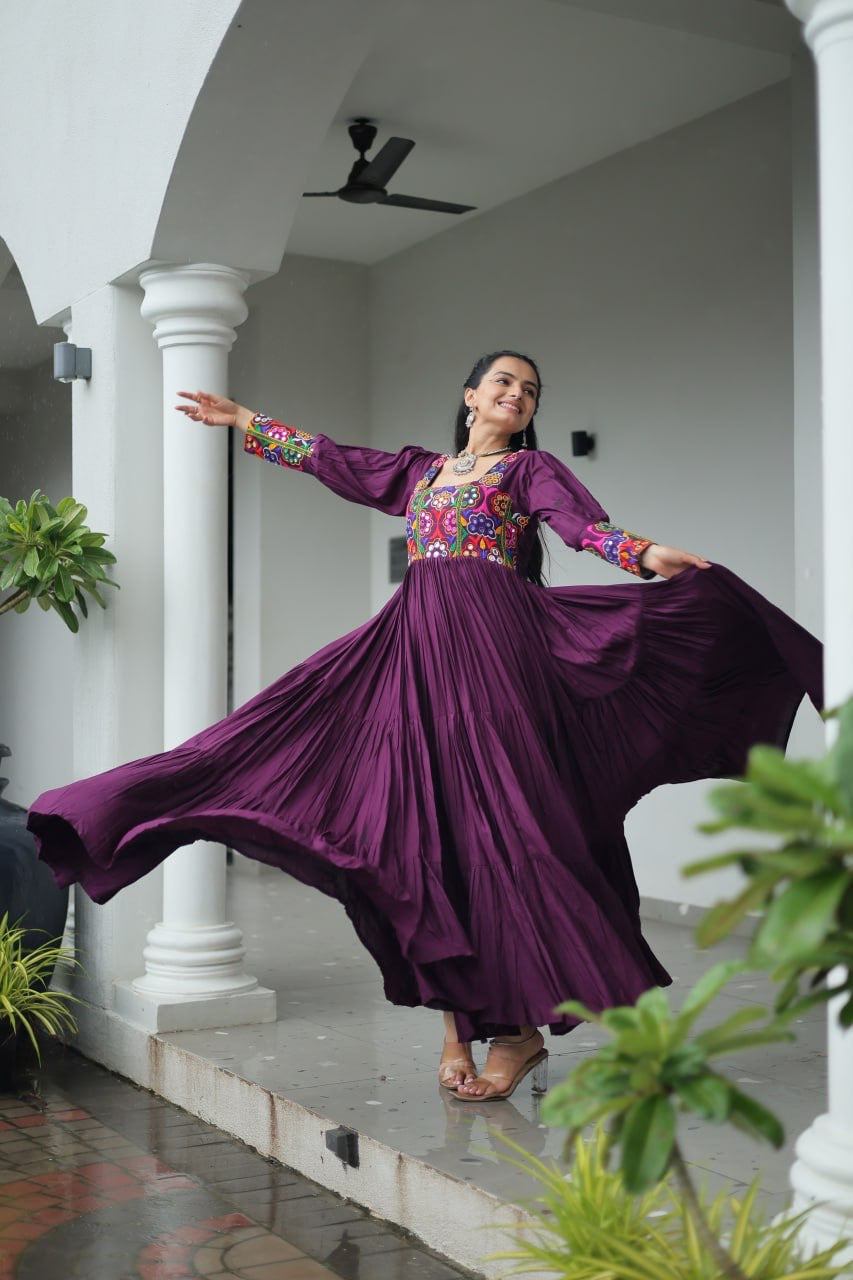 NAVRATRI DESIGNER WINE GOWN COLLECTIONS FOR 2025 CELEBRATING GUJJUS GARBA