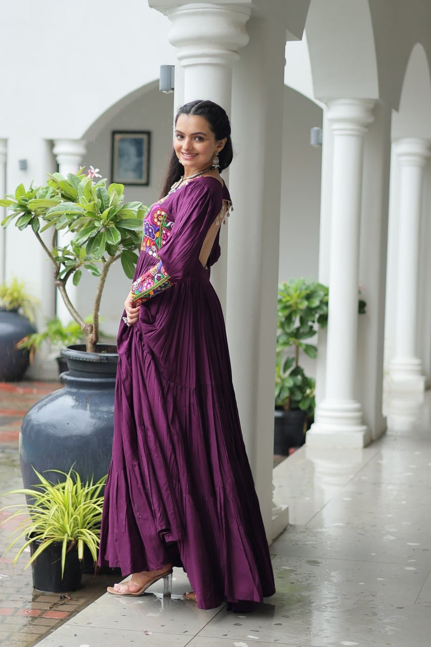 NAVRATRI DESIGNER WINE GOWN COLLECTIONS FOR 2025 CELEBRATING GUJJUS GARBA