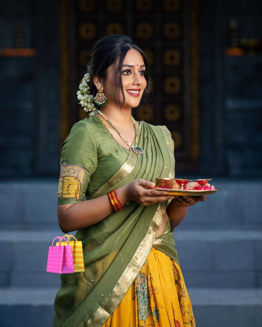 Twining Yellow Wid Multi Kalamkari Print Lehenga Choli