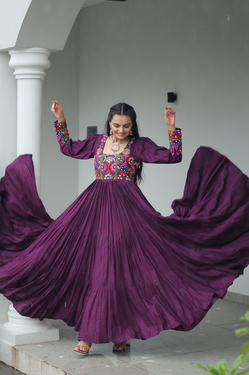 NAVRATRI DESIGNER WINE GOWN COLLECTIONS FOR 2025 CELEBRATING GUJJUS GARBA