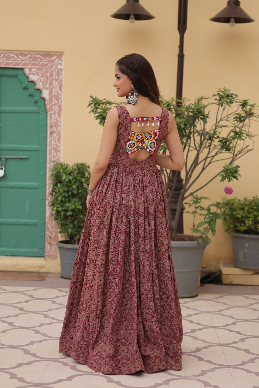 Designer 2024 Kutchi Gamthi lace and Kodi work Navratri Gown