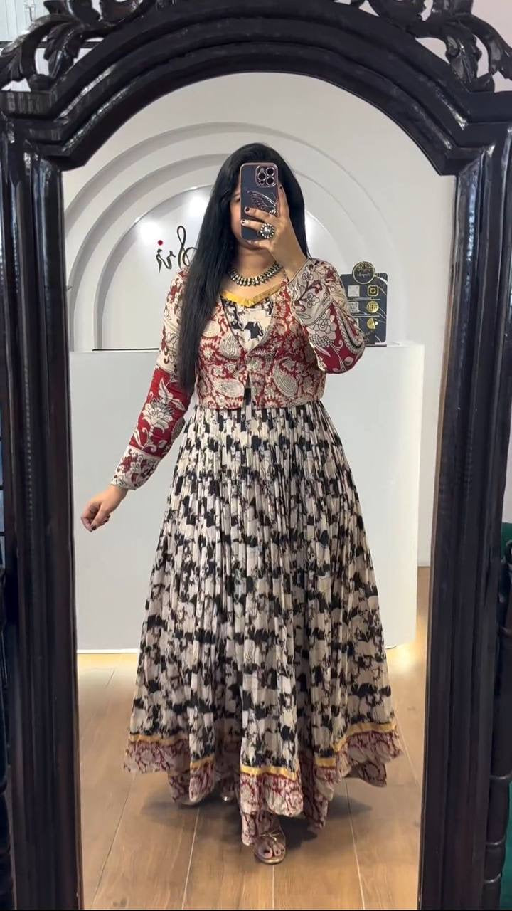 Shivtraa Brand is launching a White CLR Blocker Kalamkari 3-Style Gown set