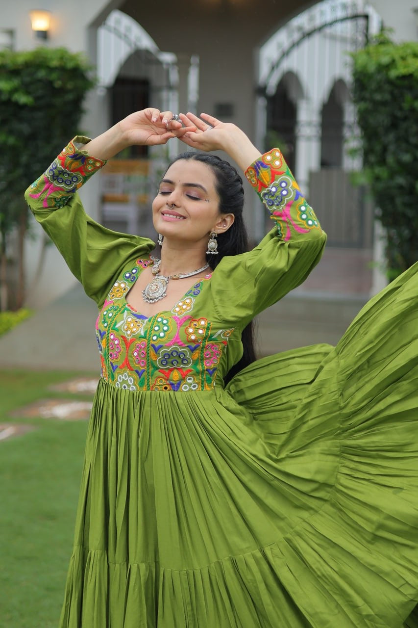 NAVRATRI DESIGNER PARROT GOWN COLLECTIONS FOR 2025 CELEBRATING GUJJUS GARBA