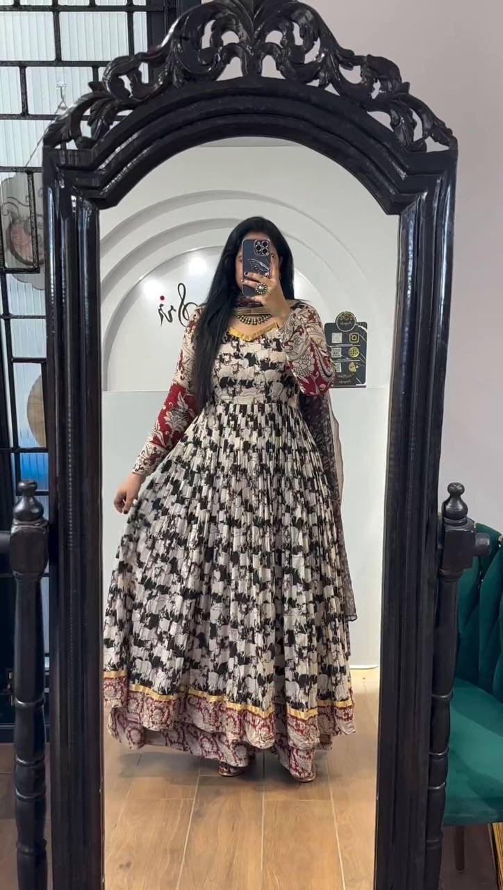 Shivtraa Brand is launching a White CLR Blocker Kalamkari 3-Style Gown set