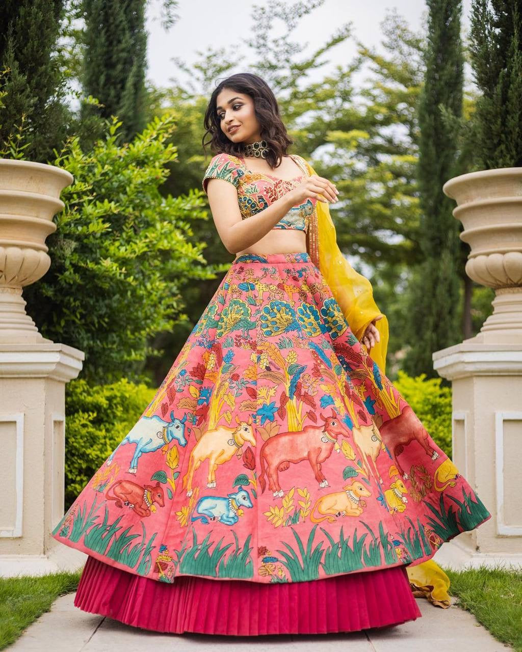 Introducing Shivtraa Lux: Designer Kalamkari Printed Lehenga Choli!