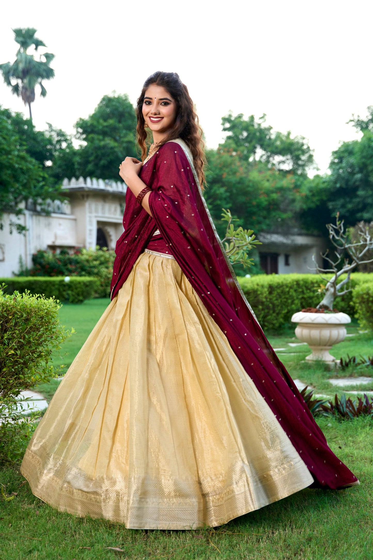 Introducing the exquisite Shivtraa Lehenga Collection, featuring the finest Kanchipuram weave beautifully styled for any festive occasion.
