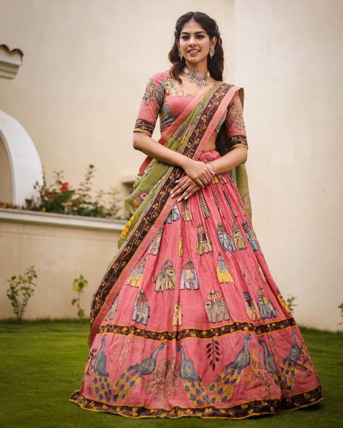 Penthal Pink Wid Multi Kalamkari Print Lehenga Choli