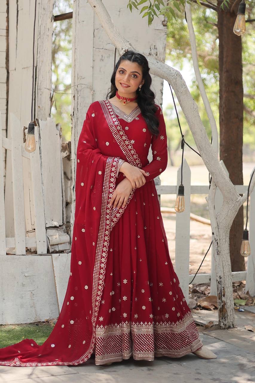 Modern Stylish Maroon & Purple Designer Anarkali Gown