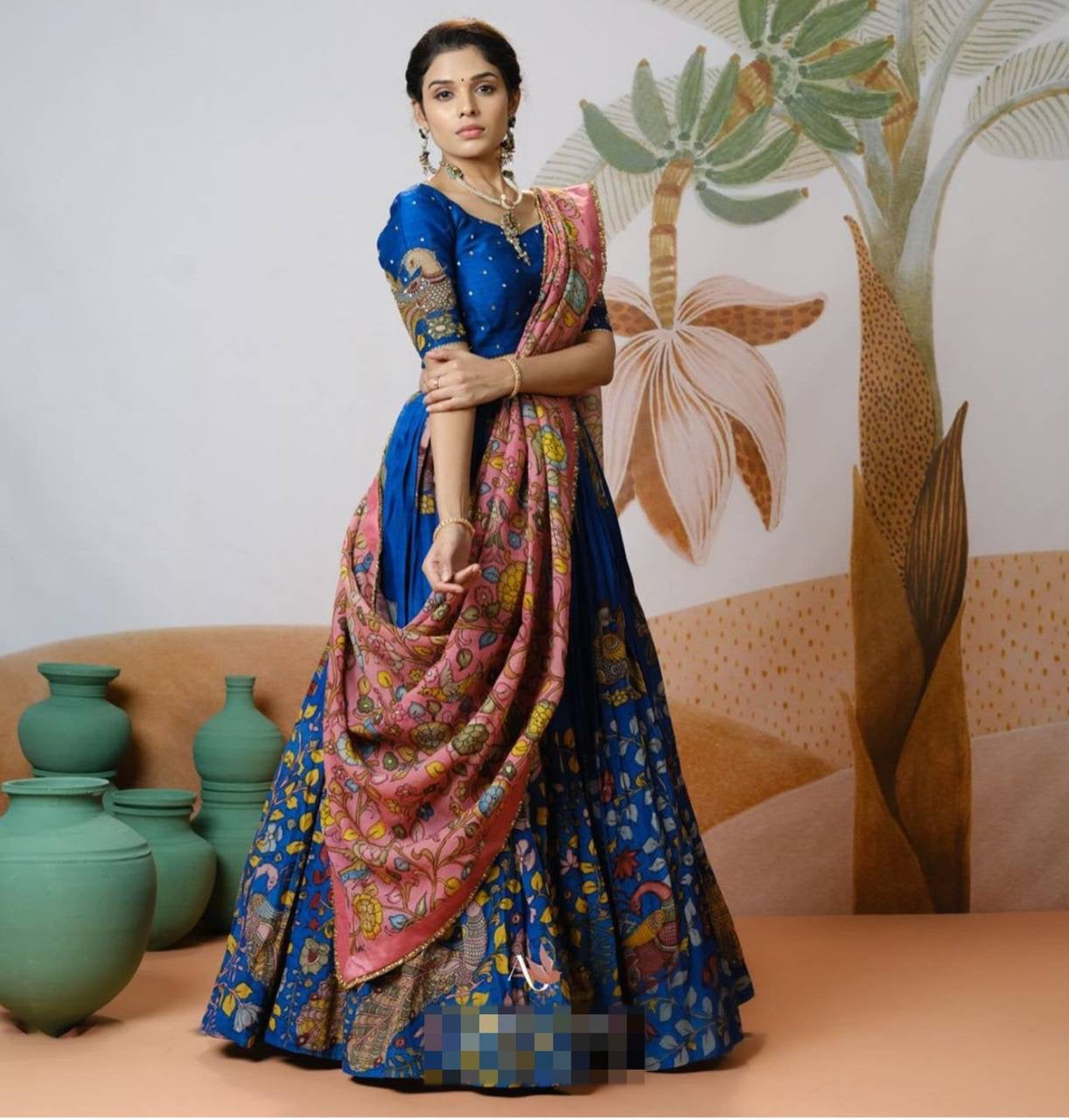 Shivtraa Creation is launching a Blue Embedded stunning Kalamkari Print Lehenga Choli set