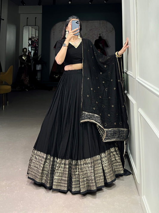 Experience elegance with this pure Chanderi lehenga for all seasons