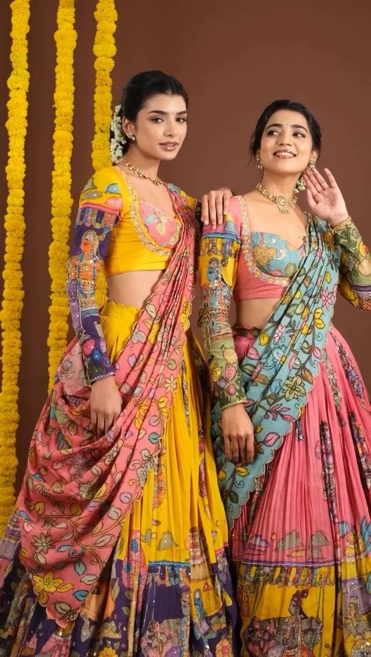 Introducing the Shivtraa Lux Kalamkari Printed Lehenga Choli!