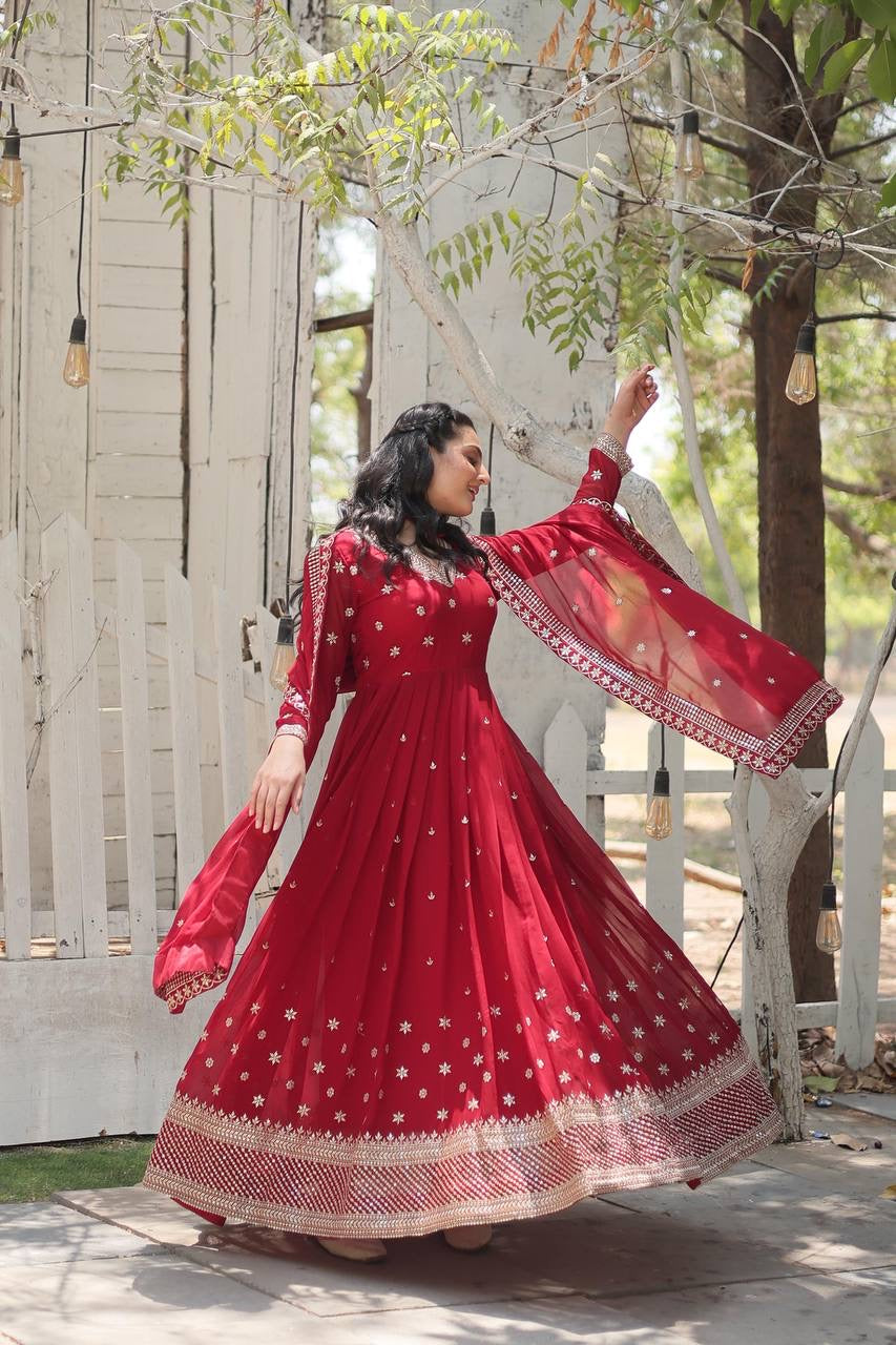 Modern Stylish Maroon & Purple Designer Anarkali Gown