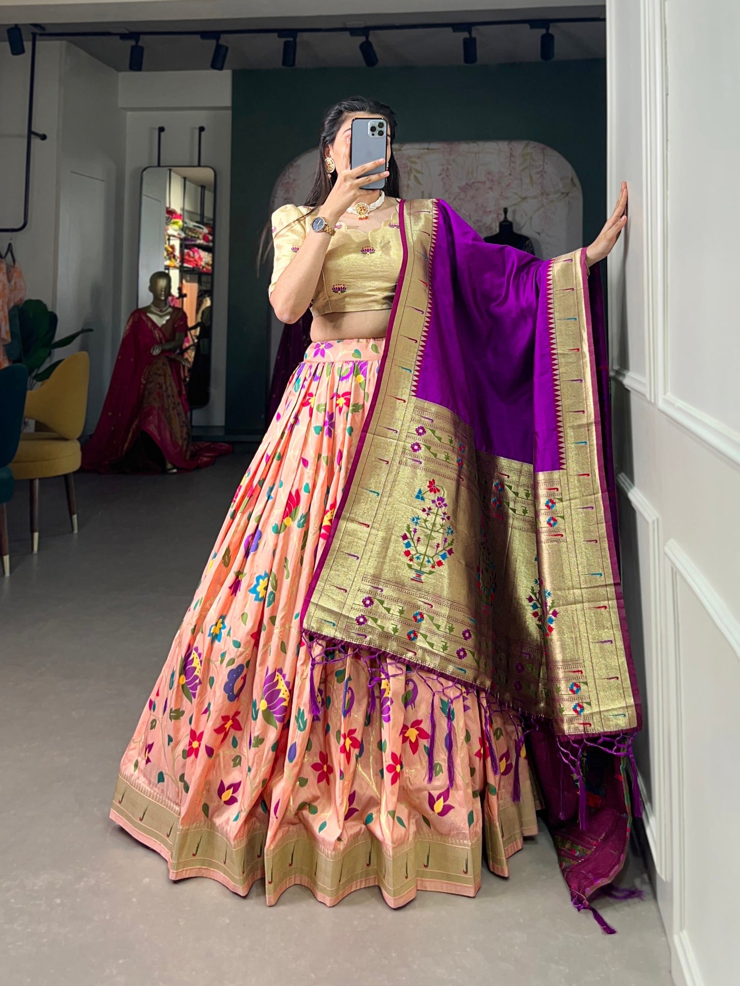 Aakansha Paithani Jacquard Silk Lehenga Choli Everyone Reflect the essence of tradition