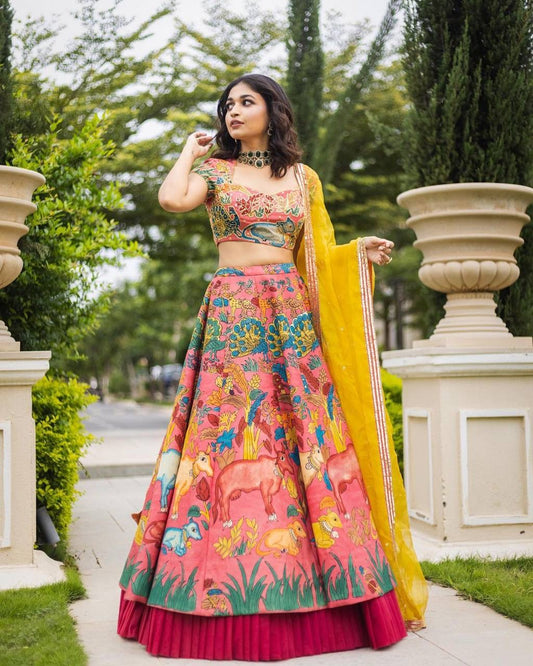 Introducing Shivtraa Lux: Designer Kalamkari Printed Lehenga Choli!