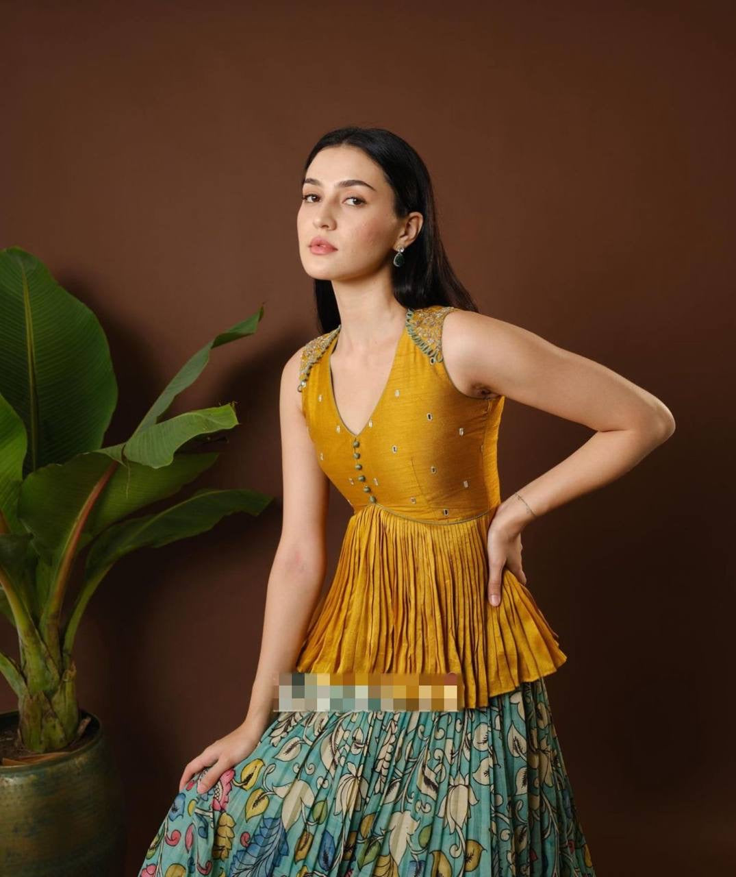 Musterd Pista Multi Kalamkari Print Festival Stunning Crop Top