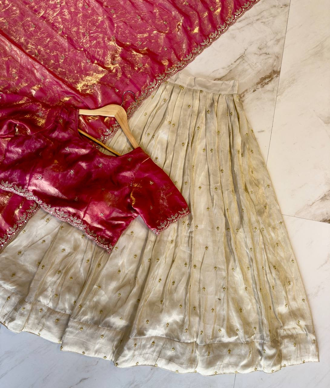 Shivtraa Designs Pvt Ltd has launched a new Tissue Silk Half Saree lehenga Choli in South Indian style