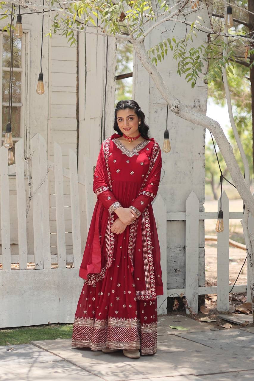 Modern Stylish Maroon & Purple Designer Anarkali Gown