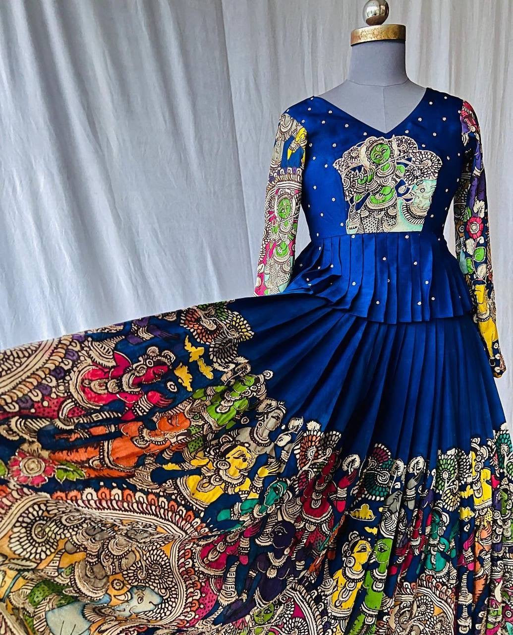 Blue Kalamkari Festival Stunning Bespoke Crop Top