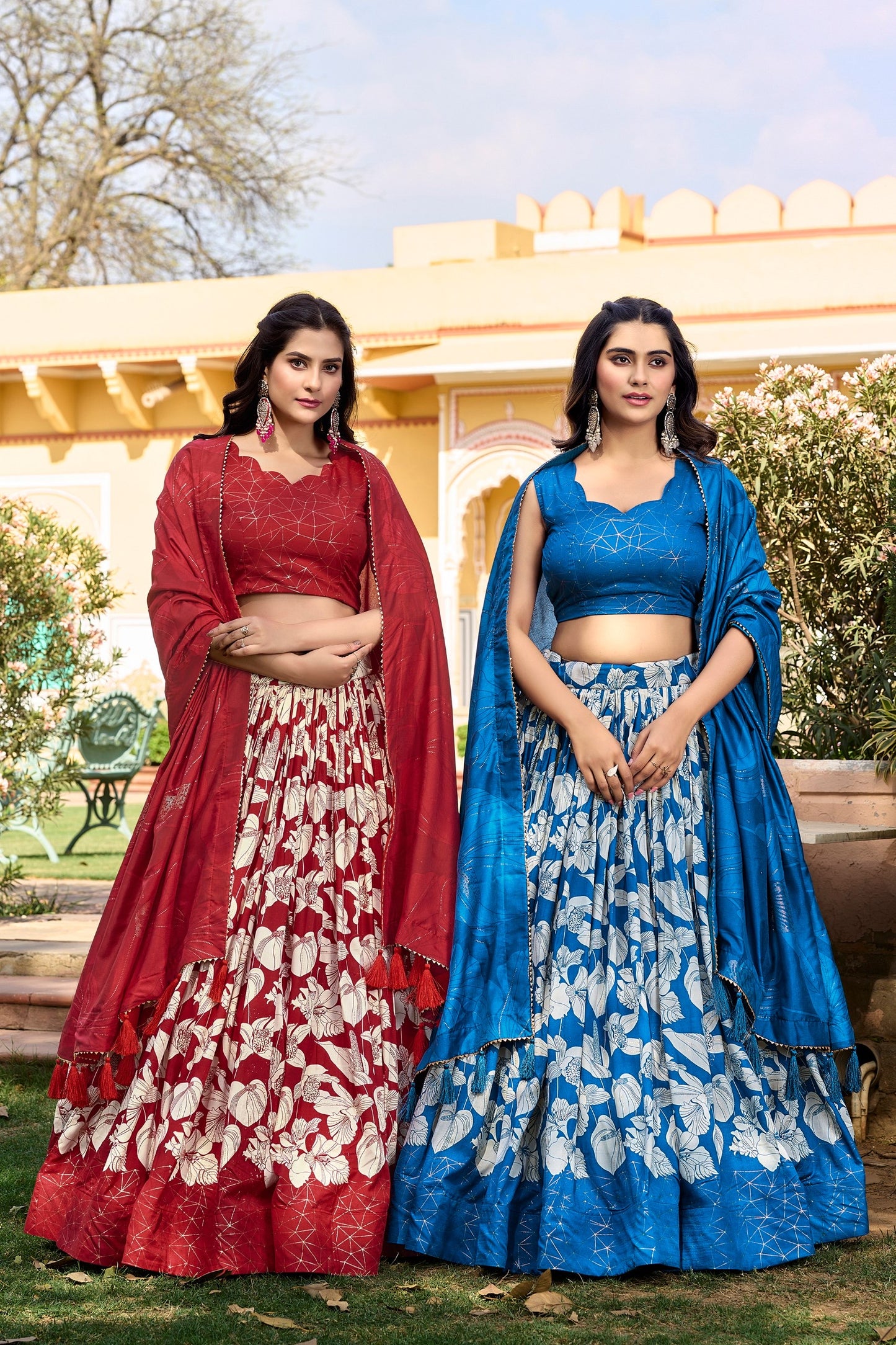 Ethnic Look Tussar Silk Printed Lehenga Choli for festive occasions