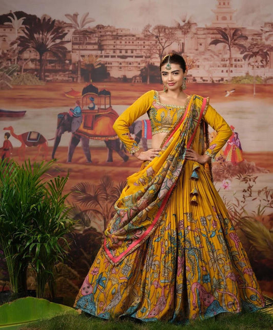 Yellow Wid Multi Kalamkari Print Lehenga Choli