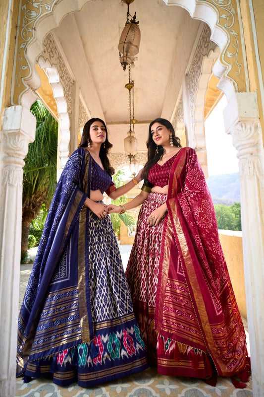 Celebrate in style with the opulent beauty of Tussar silk. Our lehenga choli is perfect for making unforgettable memories in classic elegance