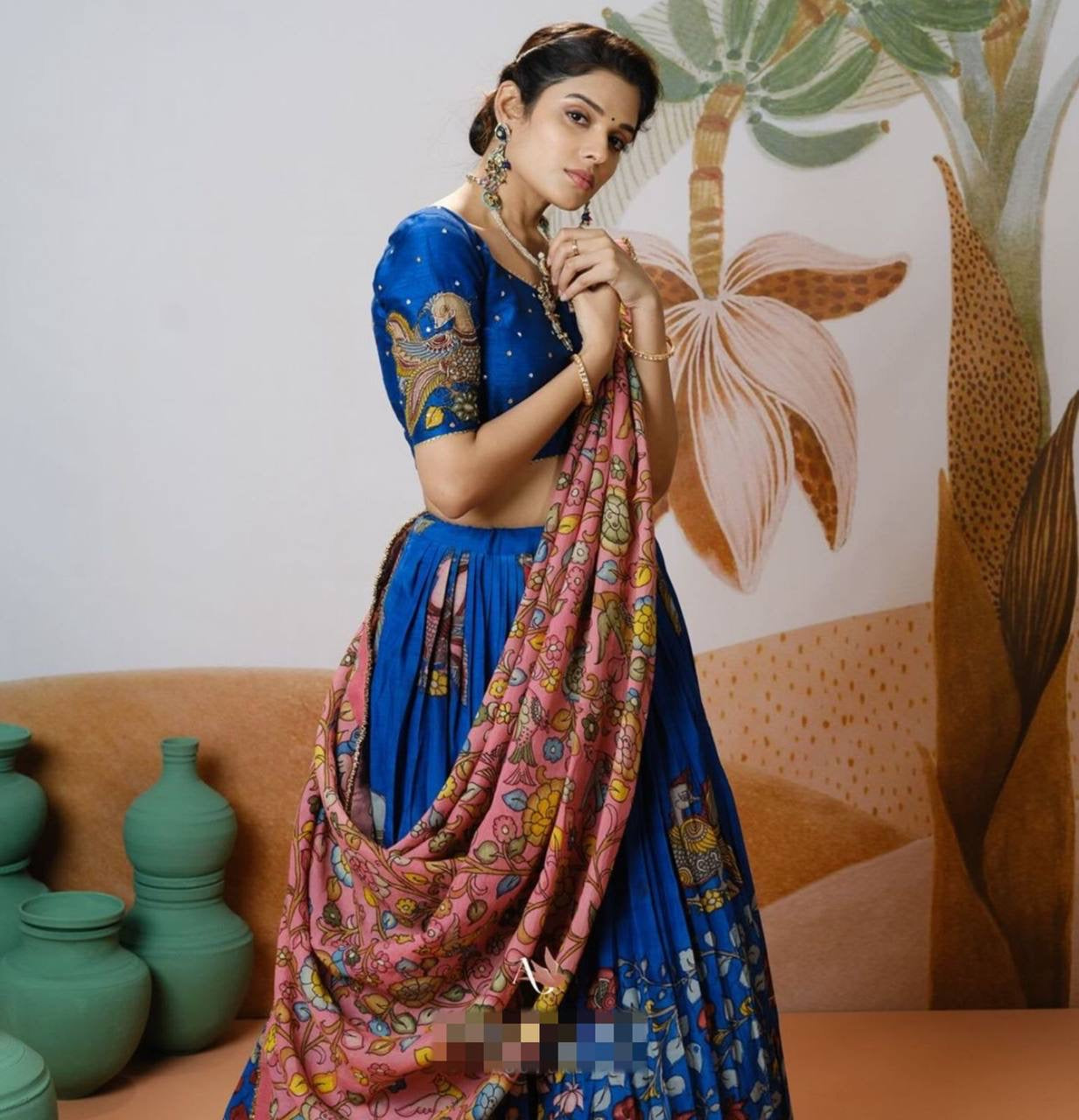 Shivtraa Creation is launching a Blue Embedded stunning Kalamkari Print Lehenga Choli set