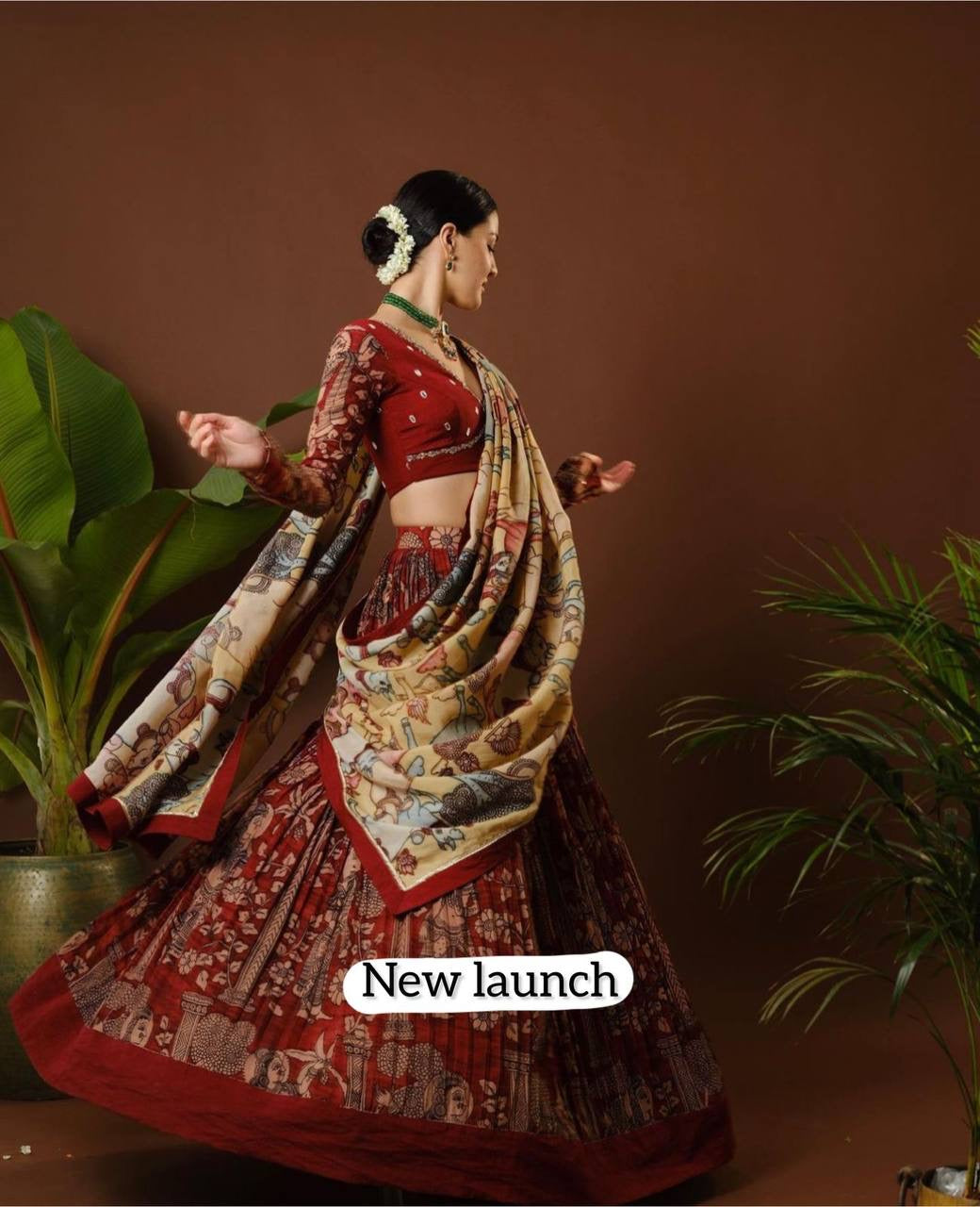 Maroon Wid Multi Kalamkari Print Lehenga Choli