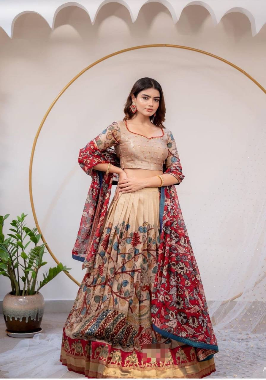 Royal Chiku Wid Multi Kalamkari Print Lehenga Choli