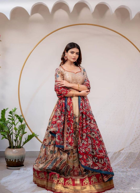 Royal Chiku Wid Multi Kalamkari Print Lehenga Choli