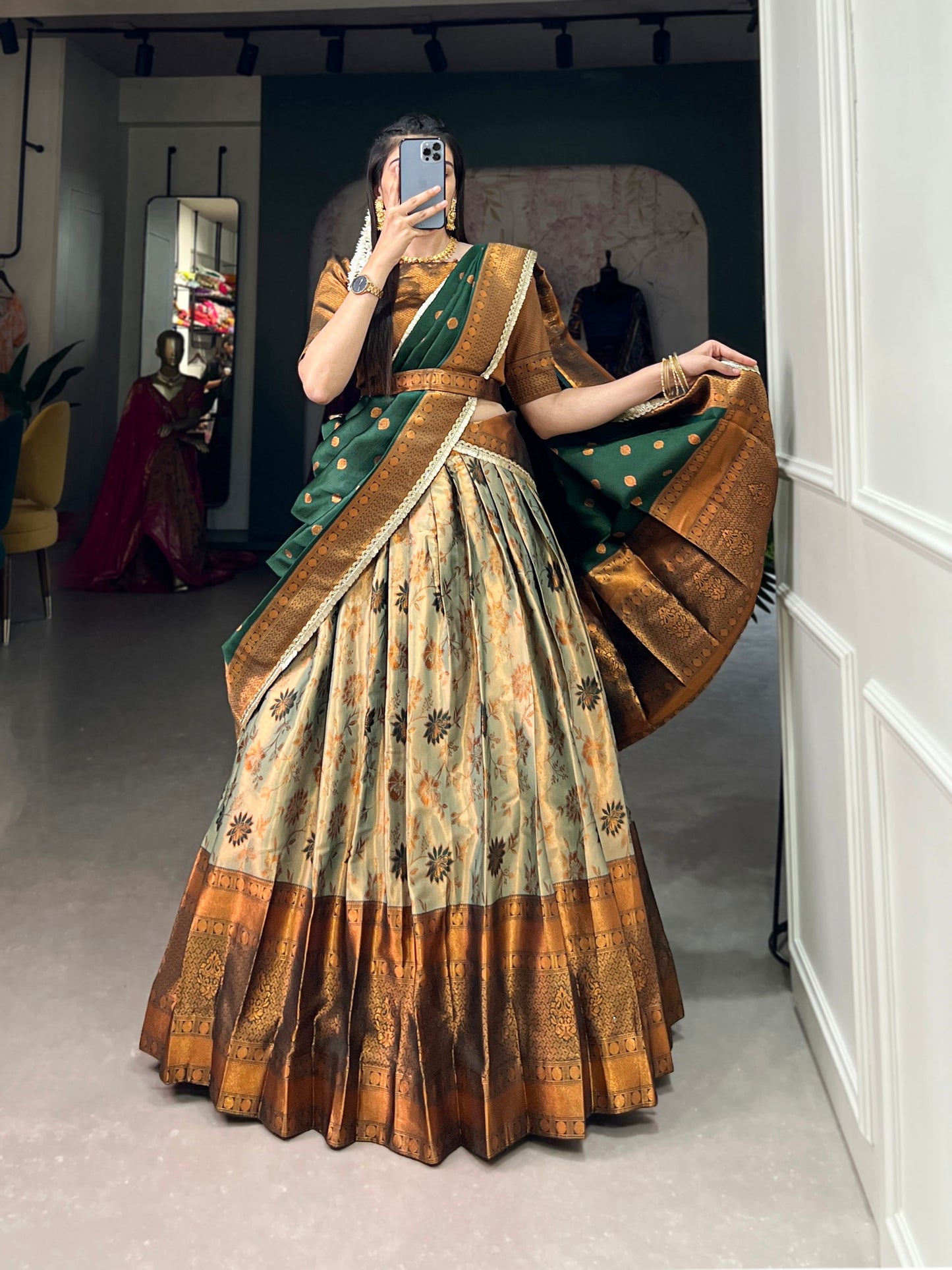 Gaurika Crafted Jacquard Silk Pattu Lehenga Choli For Celebration Season’s