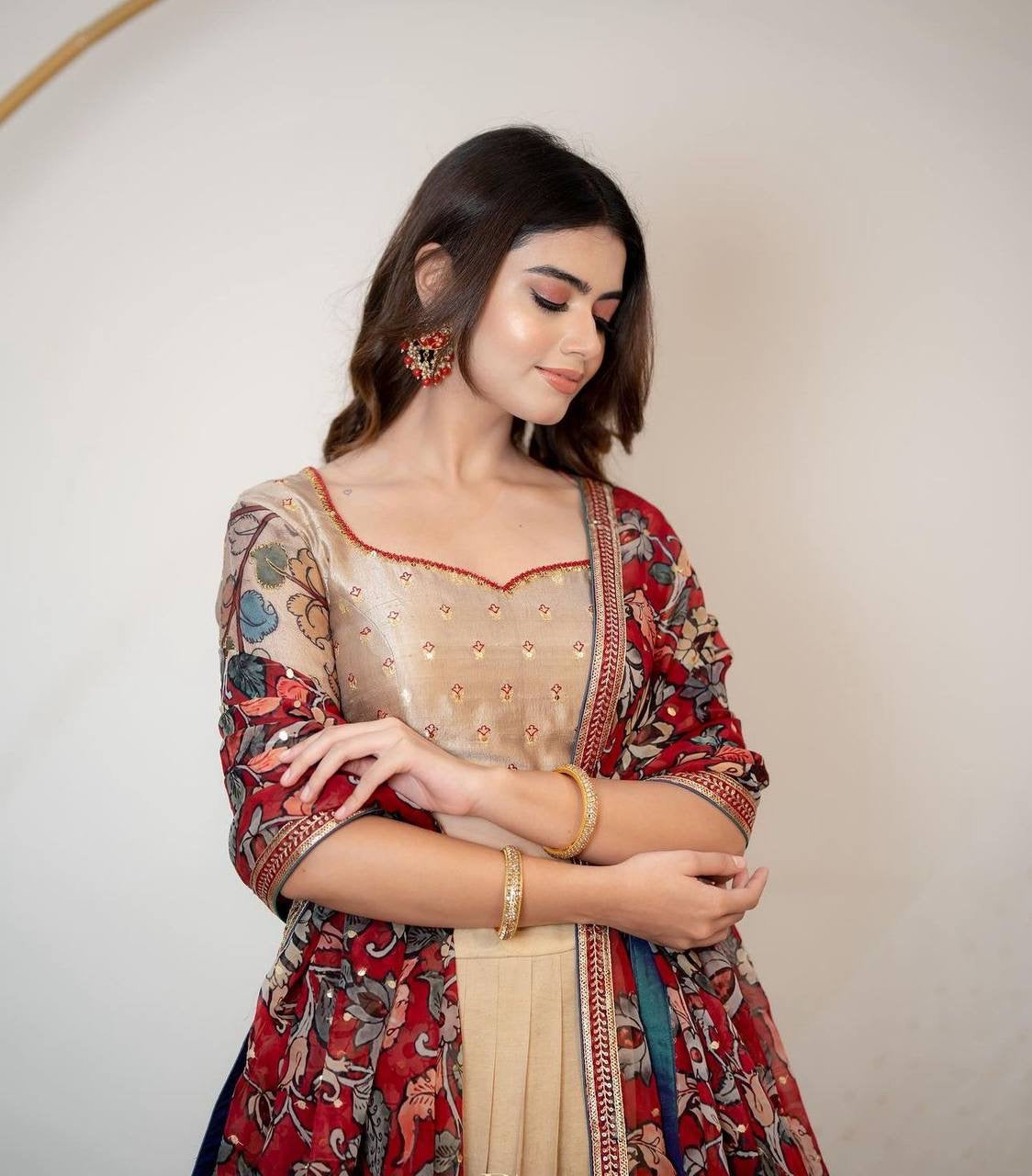 Royal Chiku Wid Multi Kalamkari Print Lehenga Choli