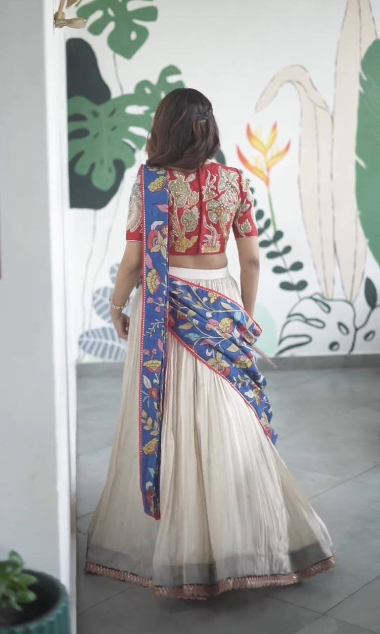 Royal Silver Wid Multi Kalamkari Print Lehenga Choli