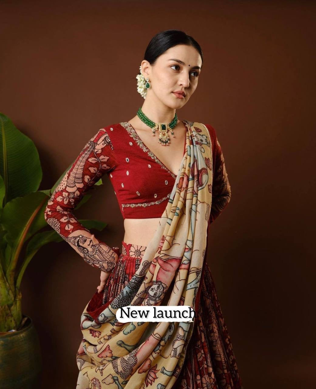 Maroon Wid Multi Kalamkari Print Lehenga Choli