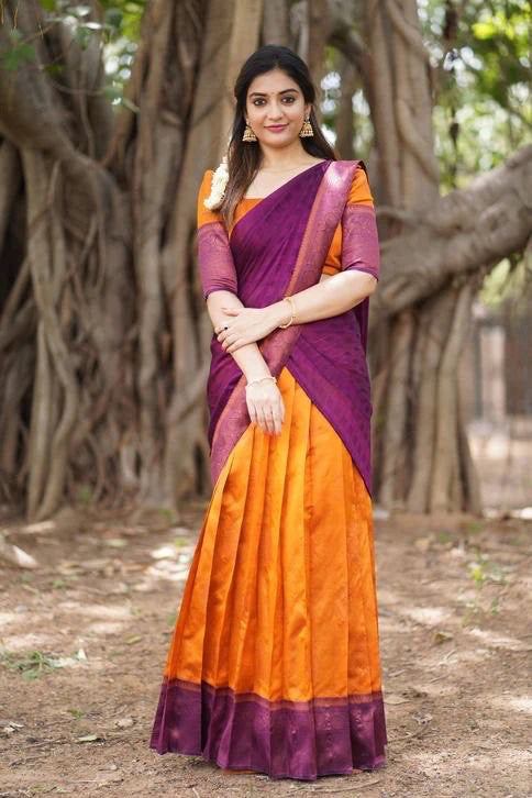 Orange Magenta Stunning Festival South Indian Designer Half Saree