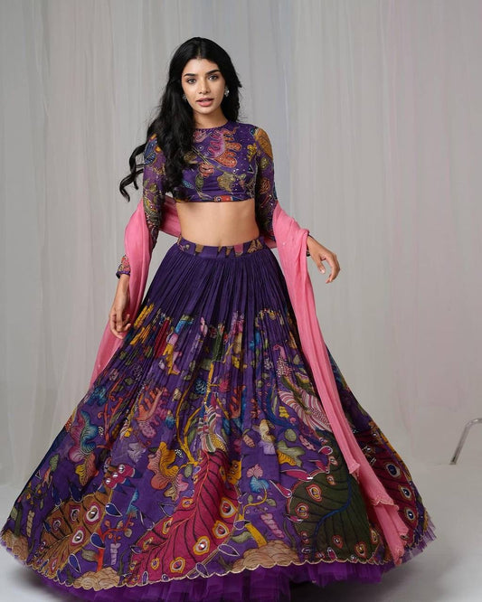 Introducing Shivtraa Lux: Designer Kalamkari Printed Lehenga Choli